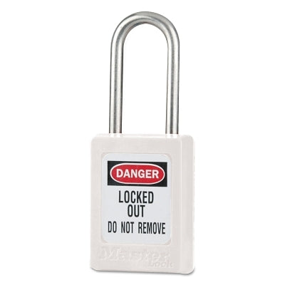 Master Lock Company Zenex Thermoplastic Safety Padlocks, 3/16 in Dia, 5/8 in Width, White (470-S31KA-WHT-20F132)