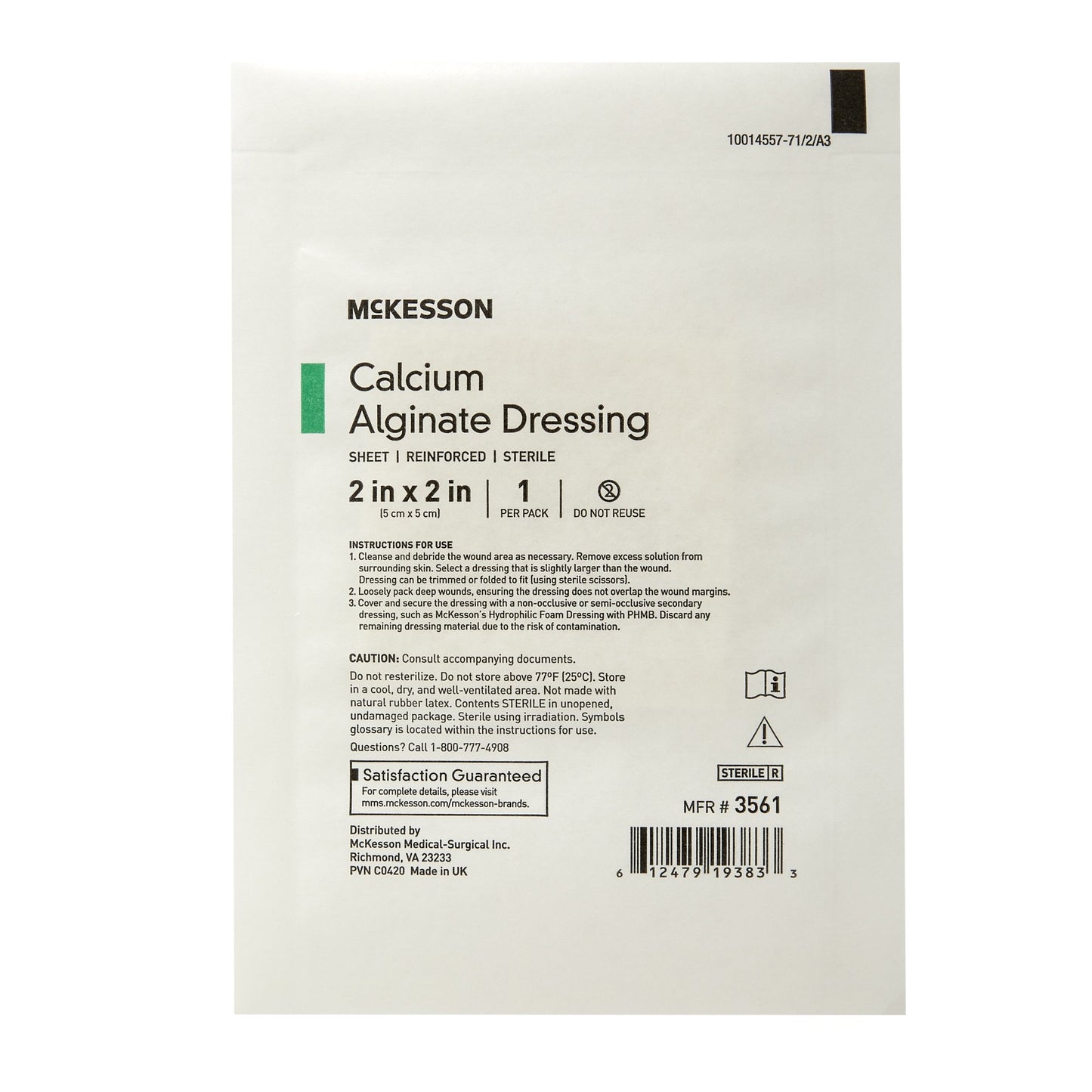 McKesson Alginate Dressing 2 X 2 Inch Square (883263_BX)