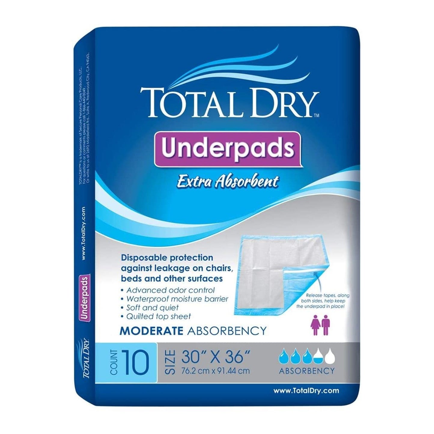 TotalDry™ Disposable Underpad 30 X 36 Inch Fluff / Polymer Heavy Absorbency (975701_CS)