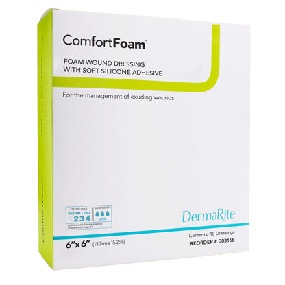 ComfortFoam™ Border Foam Dressing 6 X 6 Inch With Border Waterproof Backing Silicone Adhesive Square Sterile (835616_EA)