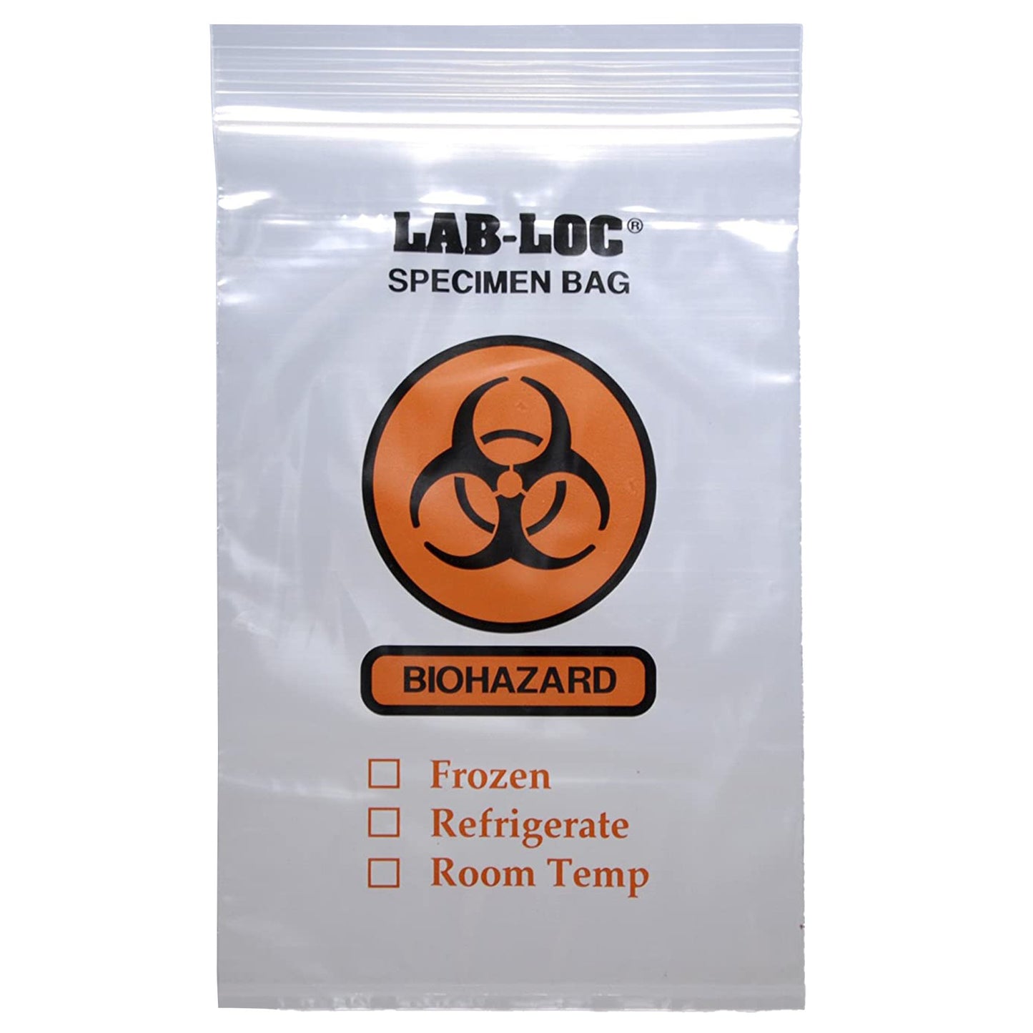 Lab-Loc® Specimen Transport Bag with Document Pouch 6 X 9 Inch Zip Closure Biohazard Symbol / Storage Instructions NonSterile (1053604_CS)