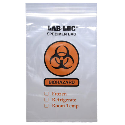 Lab-Loc® Specimen Transport Bag with Document Pouch 6 X 9 Inch Zip Closure Biohazard Symbol / Storage Instructions NonSterile (1053604_CS)