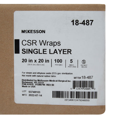 McKesson Sterilization Wrap Blue 20 X 20 Inch Single Layer Cellulose Steam / EO Gas (1156125_CS)