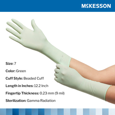 McKesson Perry® Performance Plus Surgical Glove Size 7 Sterile Polyisoprene Standard Cuff Length Smooth Green Chemo Tested (1044722_PR)