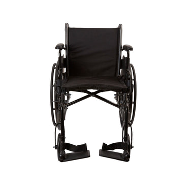 McKesson Lightweight Wheelchair Dual Axle Desk Length Arm Swing-Away Footrest Black Upholstery 18 Inch Seat Width Adult 300 lbs. Weight Capacity (1065284_EA)