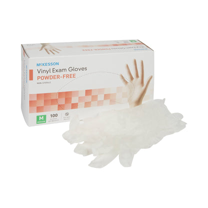 McKesson Exam Glove Medium NonSterile Vinyl Standard Cuff Length Smooth Clear Not Rated (354439_CS)