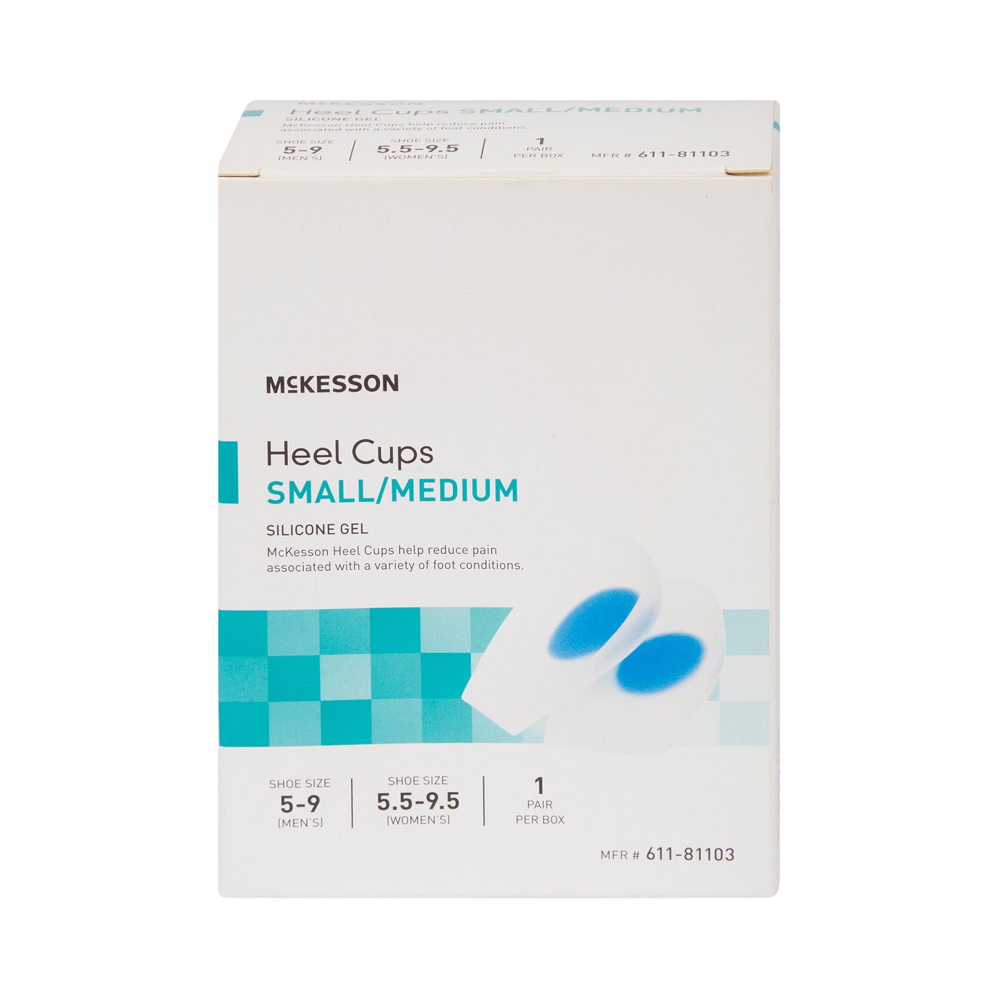 McKesson Heel Cup U-Shaped Silicone Female 5-1/2 to 9-1/2 / Male 5 to 9 Blue / Clear (1132300_PR)