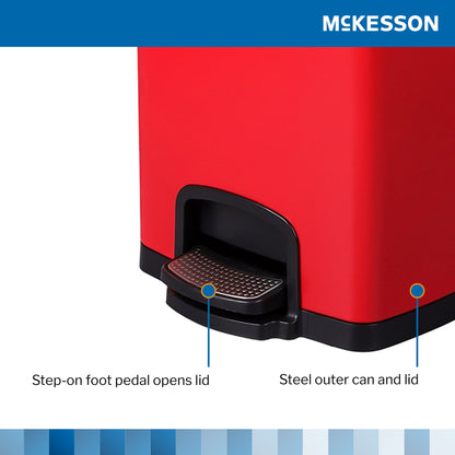 McKesson Trash Can 20 Quart / 5 gal. Red Metal Square (1223689_CS)