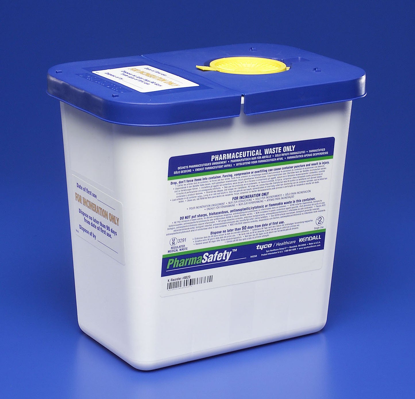 PharmaSafety™ Pharmaceutical Waste Container White Base 10 H X 10-1/2 W X 7-1/4 D Inch Vertical Entry 2 Gallon (419028_EA)
