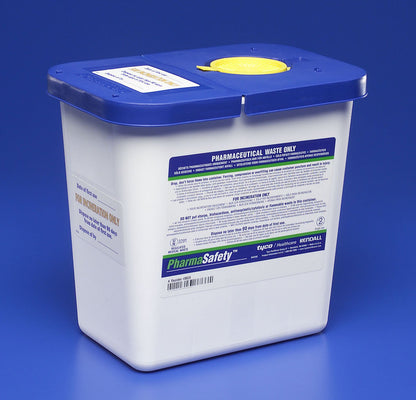 PharmaSafety™ Pharmaceutical Waste Container White Base 10 H X 10-1/2 W X 7-1/4 D Inch Vertical Entry 2 Gallon (419028_EA)