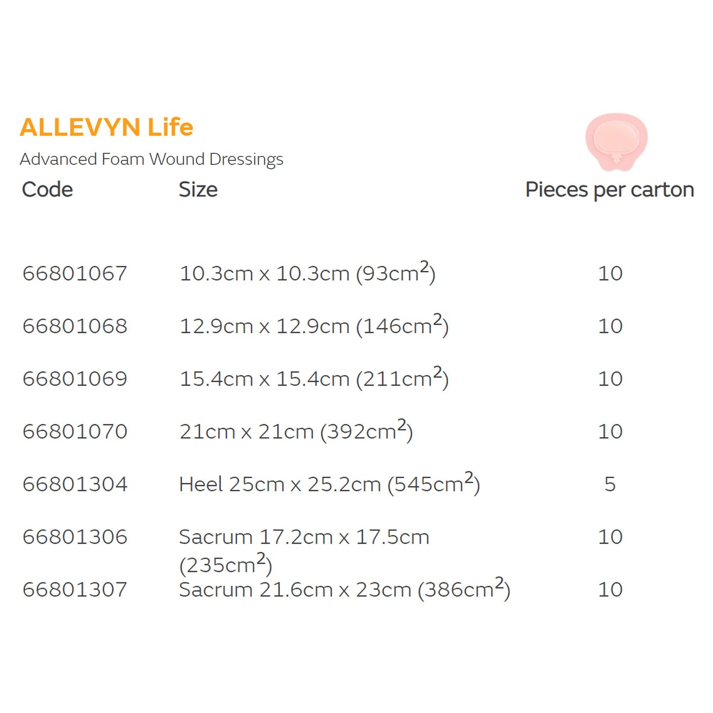 Allevyn Life Foam Dressing 8-1/2 X 9 Inch With Border Film Backing Silicone Gel Adhesive Sacral Sterile (839952_CS)