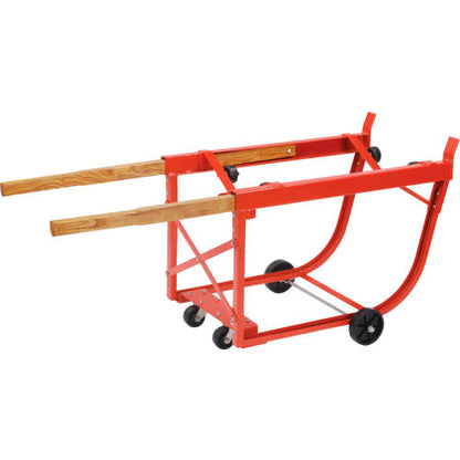 Global Industrial Heavy Duty Rotating Drum Cradle with Wood Handles & Polyolefin Wheels (WB482132)