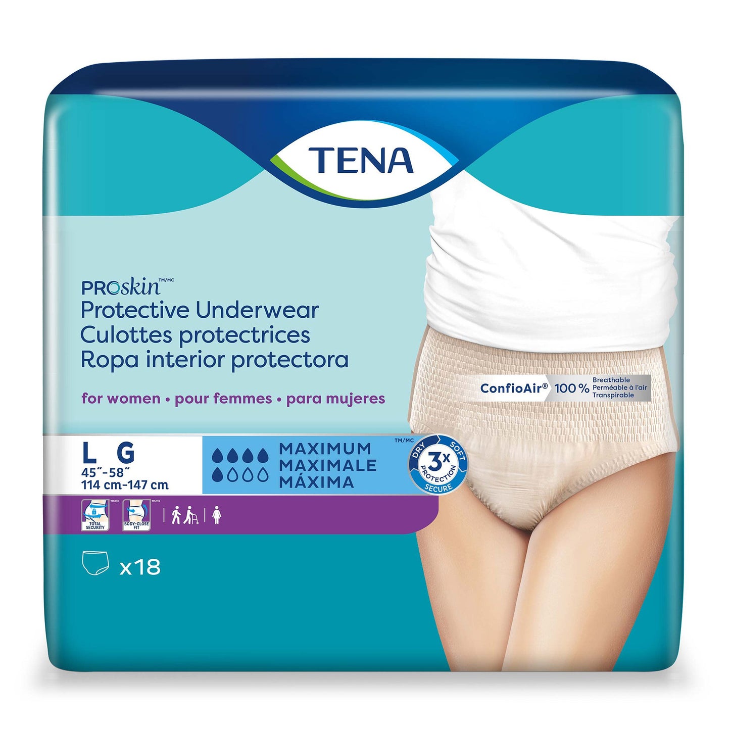 TENA® ProSkin™ Protective Female Adult Absorbent Underwear Pull On with Tear Away Seams Large Disposable Moderate Absorbency (1135408_BG)