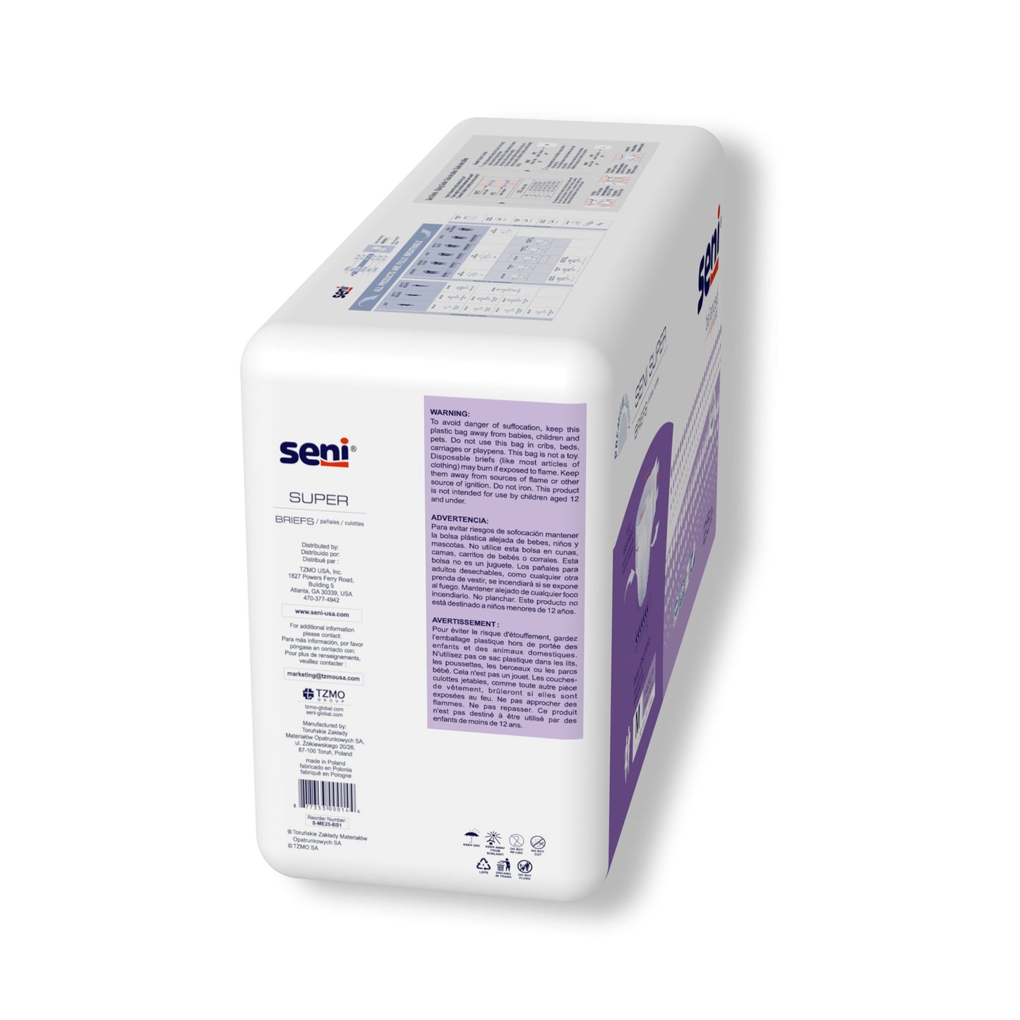 Seni® Super Unisex Adult Incontinence Brief Medium Disposable Heavy Absorbency (1163846_PK)