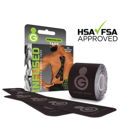 Green Drop™ Kinesiology Tape Black 2 X 10 Inch Nylon / Polyester / Spandex NonSterile (1230639_CS)