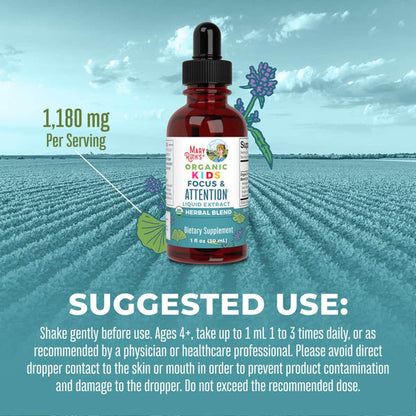 Mary Ruth's® Organic Kids Focus & Attention Dietary Supplement Organic Proprietary Blend 1,180 mg Strength Drop 1 oz. (1271770_EA)
