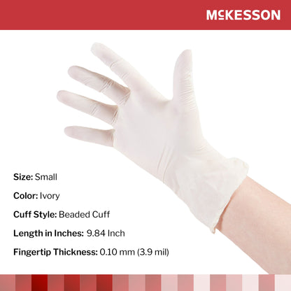 McKesson Exam Glove Small NonSterile Stretch Vinyl Standard Cuff Length Smooth Ivory Not Rated (409742_CS)
