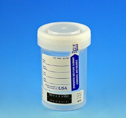 Globe Scientific Specimen Container with Temperature Strip 57 X 73 mm 90 mL (3 oz.) Screw Cap Patient Information Sterile (841450_CS)