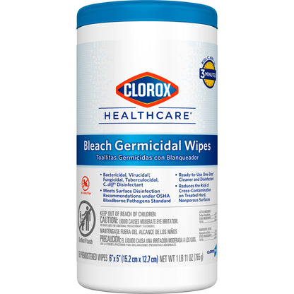 Clorox Healthcare® Surface Disinfectant Cleaner Premoistened Bleach Germicidal Manual Pull Wipe 150 Count Canister Floral Scent NonSterile (726380_CS)