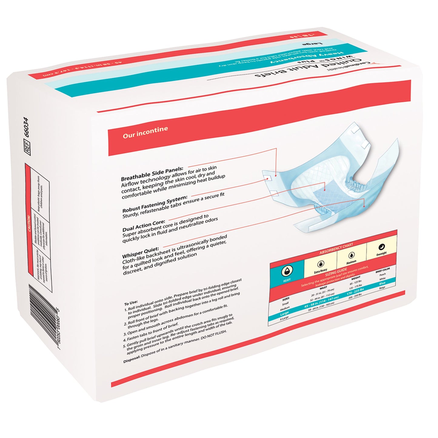 Wings™ Plus Quilted Unisex Adult Incontinence Brief Large Disposable Heavy Absorbency (864858_CS)
