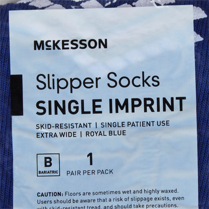 McKesson Slipper Socks Unisex Adult Bariatric / X-Wide Single Tread Single Patient Use Royal Blue (1038462_PR)