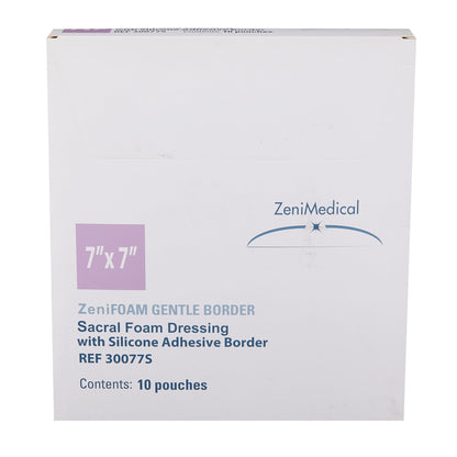 Zenifoam Gentle Border Foam Dressing 7 X 7 Inch With Border Waterproof Backing Silicone Face and Border Sacral Sterile (1186696_EA)