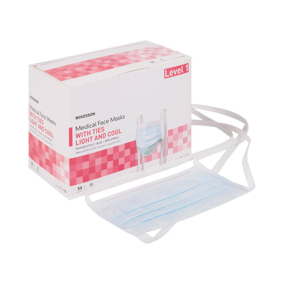 McKesson Surgical Mask ASTM Level 1 Tie Closure One Size Fits Most (206484_EA)