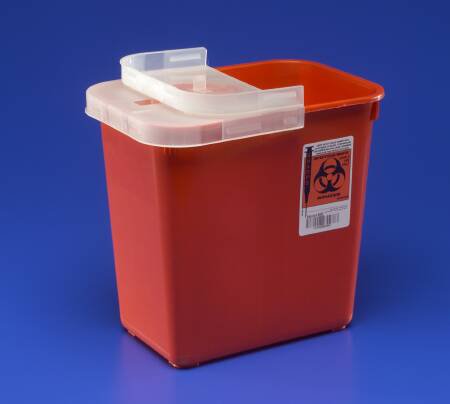 SharpSafety™ Sharps Container Red Base 10 H X 10-1/2 W X 7-1/4 D Inch Horizontal Entry 2 Gallon (160783_CS)