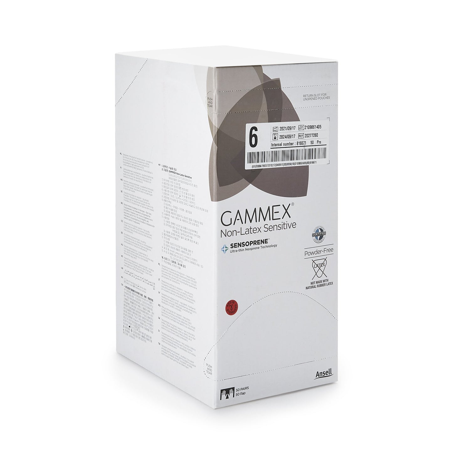 GAMMEX® Non-Latex Sensitive Surgical Glove Size 6 Sterile Polychloroprene Standard Cuff Length Micro-Textured Cream Chemo Tested (833672_CS)