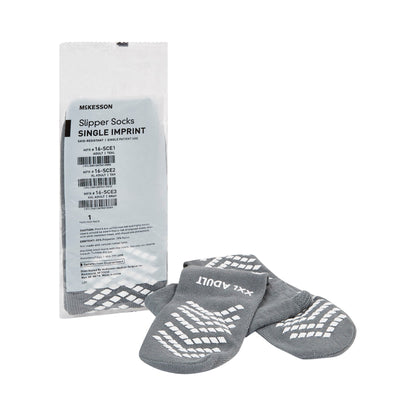 McKesson Slipper Socks Unisex Adult 2X-Large Single Tread Single Patient Use Gray (1038461_PR)