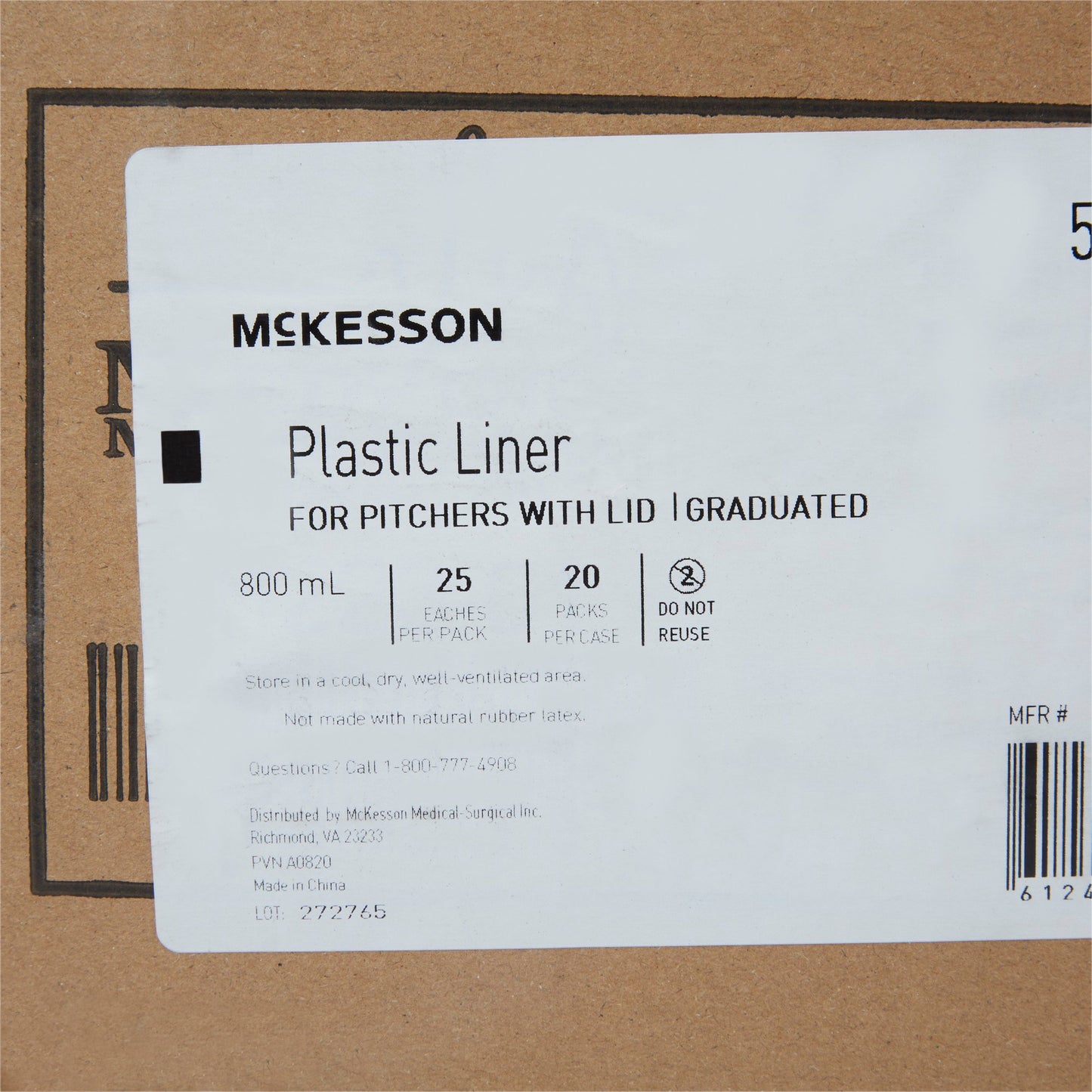McKesson Pitcher Liner Plastic, Graduated (1028133_EA)