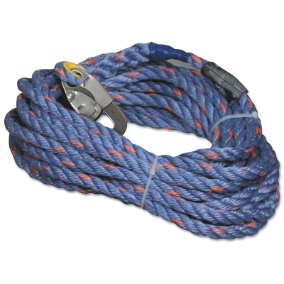 PIP 300 Series Rope Lifeline, 25ft, Anchorage Connection, 310lb Cap, Blue/Red Specks (493-300L-Z725FTBL)