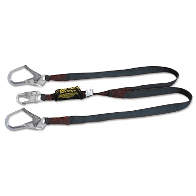PIP Arc-Rated Shock-Absorbing Lanyard, Locking (1)Snap/(2)Rebar Hooks, 2 Leg, Black (493-8798KR-Z76FTBK)