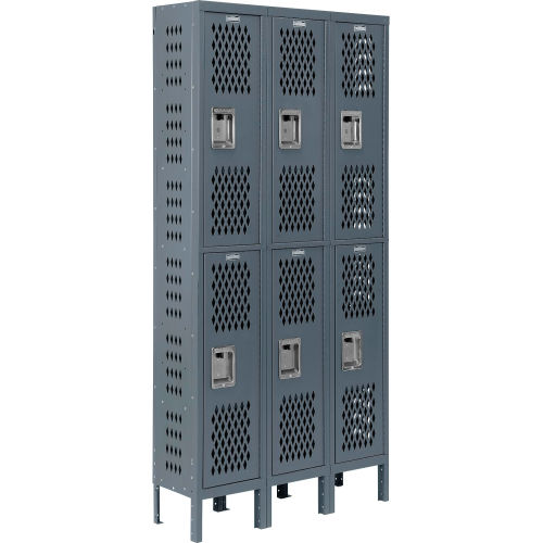 Global Industrial Infinity 2-Tier 6 Door Ventilated Locker, 36"W x 15"D x 78"H,Assembled (WB493250GY)