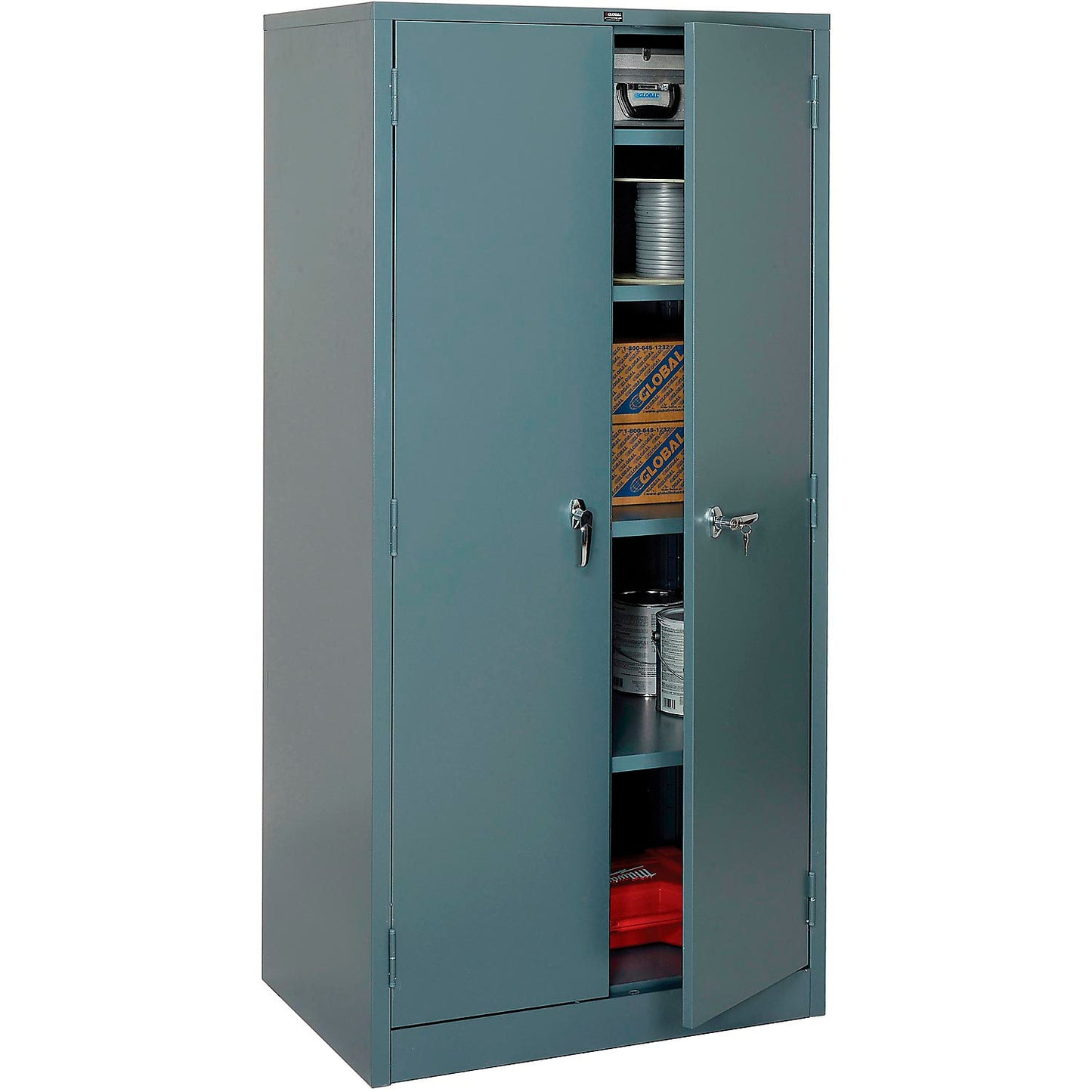 Global Industrial Storage Cabinet, Turn Handle, 36"W x 24"D x 78"H, Gray, Assembled (WB493312GY)