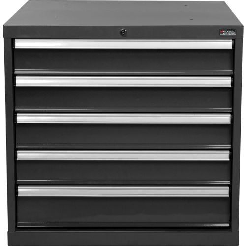 Global Industrial Modular Drawer Cabinet, 5 Drawers, w/Lock, 30"Wx27"Dx29-1/2"H, Black (WB493320BK)
