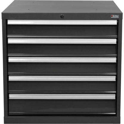 Global Industrial Modular Drawer Cabinet, 5 Drawers, w/Lock, 30"Wx27"Dx29-1/2"H, Black (WB493320BK)