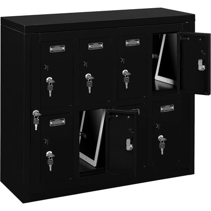 Global Industrial 2-Tier 8 Door Locker w/ Key Lock, 28-1/2"Wx11-1/4"Dx26-3/4"H, Blk, Assembled (WB493330BK)