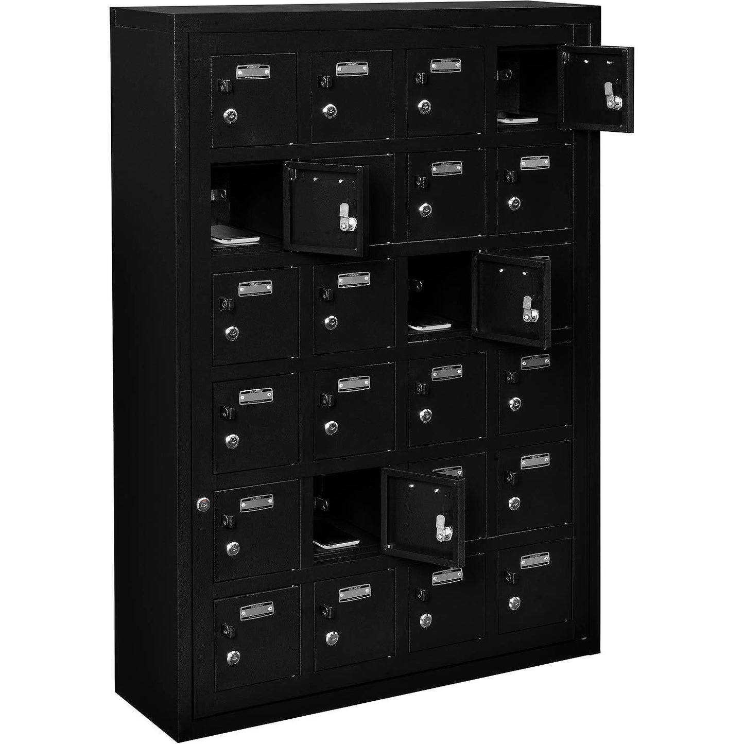 Global Industrial 6-Tier 24 Door Locker, 32-1/8"W x 10-1/8"D x 46-11/16"H, Black, Assembled (WB493332BK)