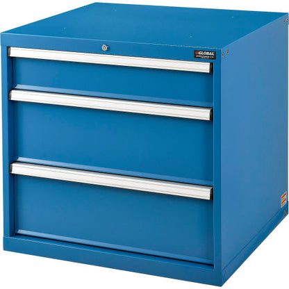 Global Industrial Modular Drawer Cabinet, 3 Drawers, w/Lock, 30"Wx27"Dx29-1/2"H, Blue (WB493340BL)