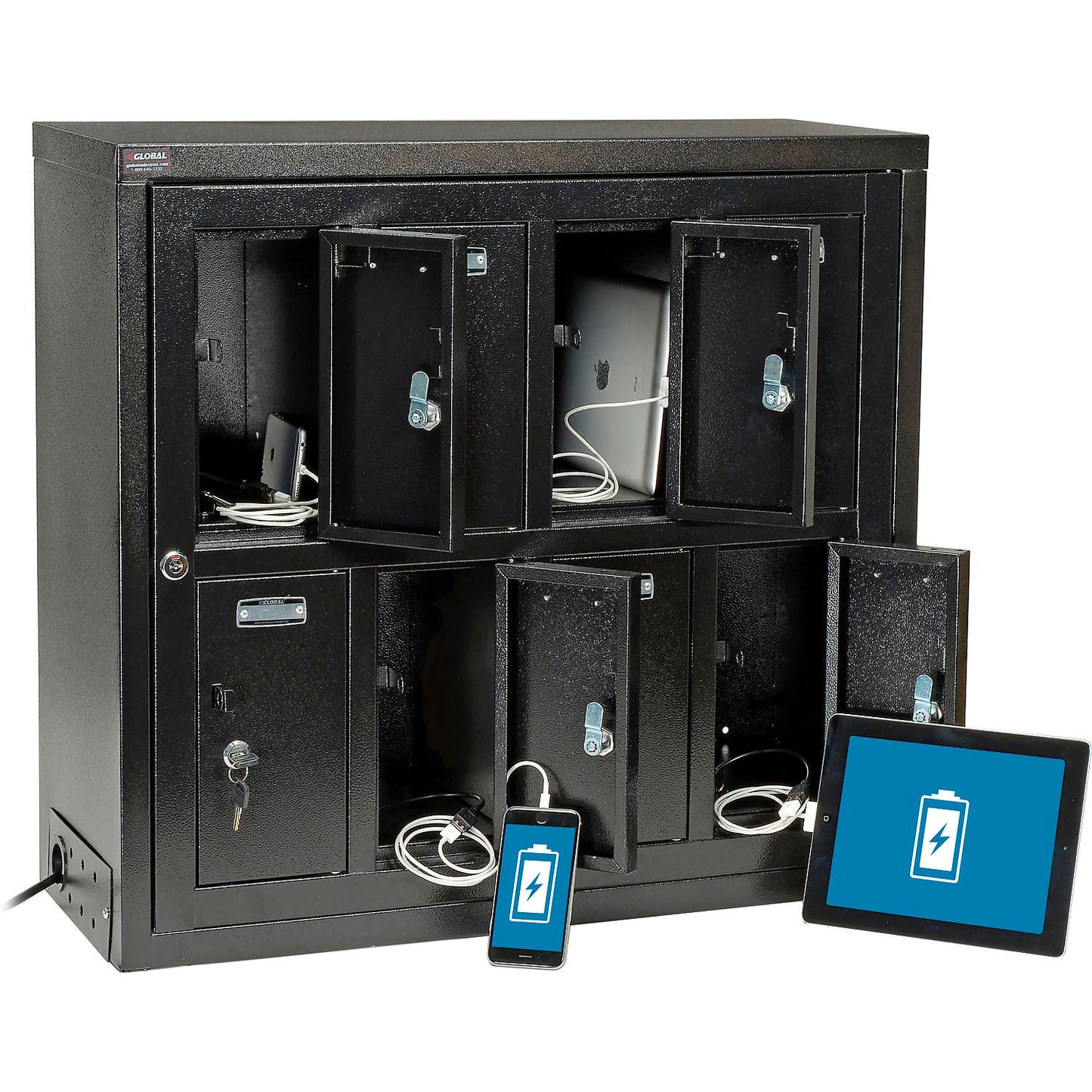 Global Industrial 2-Tier 8 Door Locker w/ Key Lock, 28-1/2"Wx11-1/4"Dx28-1/2"H, Blk, Assembled (WB493361BK)