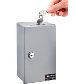 Global Industrial Drop-In Key Control Box, 4-3/8"W x 3-1/4"D x 7-1/4"H, Keyed Alike, Gray (WB493371)