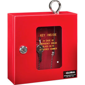 Global Industrial Emergency Key Box, 6-1/4"W x 2"D x 6-7/8"H, Keyed Differently, Red (WB493372)