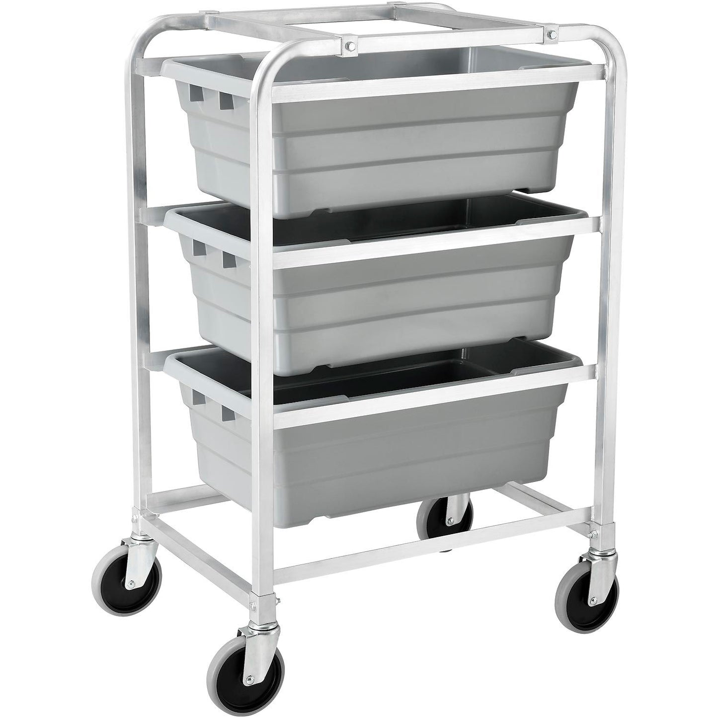 Global Industrial NSF Aluminum Lug Cart 26"L x 19"W x 41"H, 3 Tote Capacity, Unassembled (WB493389)