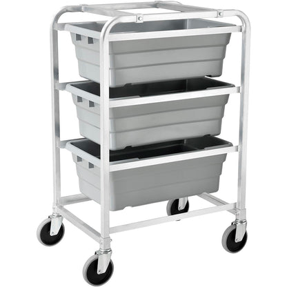Global Industrial NSF Aluminum Lug Cart 26"L x 19"W x 41"H, 3 Tote Capacity, Unassembled (WB493389)