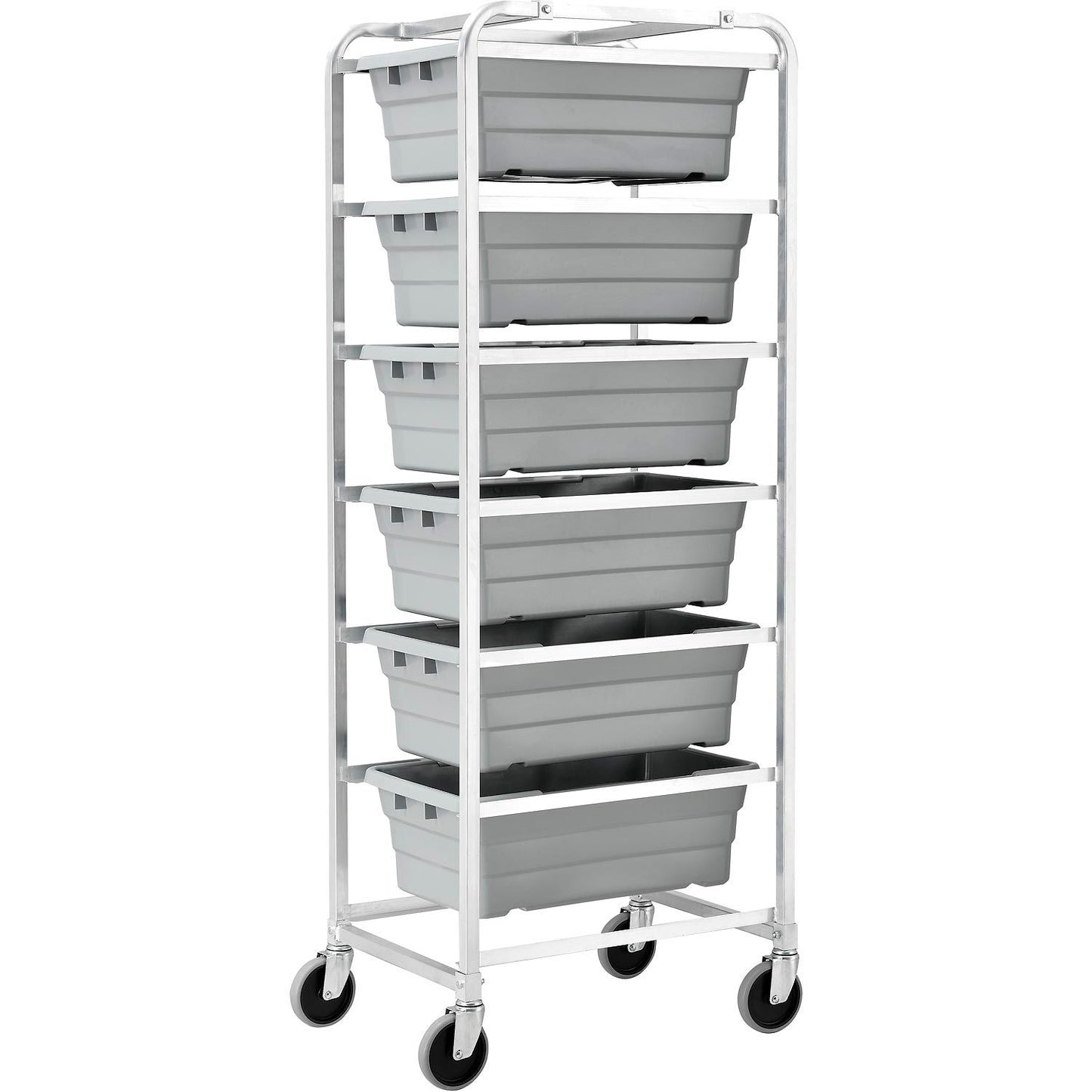 Global Industrial NSF Aluminum Lug Cart 26"L x 19"W x 70"H, 6 Tote Capacity, Unassembled (WB493390)