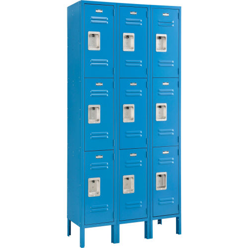 Global Industrial Infinity 3-Tier 9 Door Locker, 36"W x 15"D x 78"H, Blue, Assembled (WB493424BL)