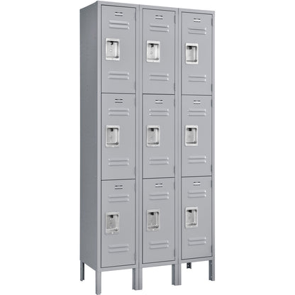 Global Industrial Infinity 3-Tier 9 Door Locker, 36"W x 15"D x 78"H, Gray, Unassembled (WB493414GY)
