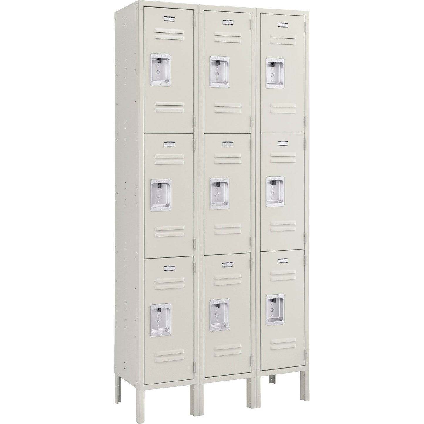 Global Industrial Infinity 3-Tier 9 Door Locker, 36"W x 15"D x 78"H, Tan, Assembled (WB493424TN)