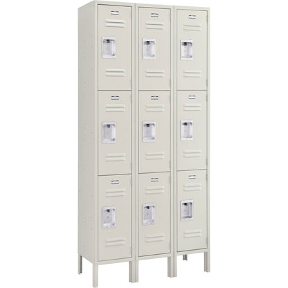 Global Industrial Infinity 3-Tier 9 Door Locker, 36"W x 15"D x 78"H, Tan, Assembled (WB493424TN)